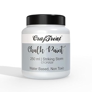 craftreat striking storm - chalk paint for wood furniture wall home decor glass diy craft - matte acrylic multi surface paint - chalk paint grey - 250 ml