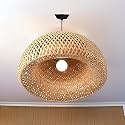 Craftscape Handmade Bamboo Hanging Lamp Shade Perfect Hanging Lights for Living Room/Home/Hotel/Cafe/Restaurant Decor12 * 12in (HL0012) (Half Moon)