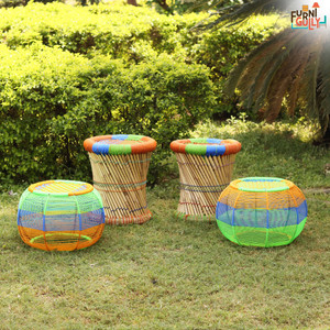 craftsfort bamboo table  chair set finish color - multicolor pre-assembled