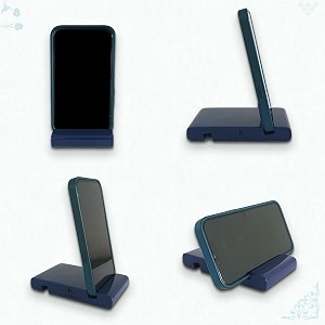 handcrafted wooden mobile stand cell phone stand for office desk for home table portable compact amp lightweight hands-free viewing all smartphones amp iphone solid sapphire blue pack of 2