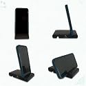 Handcrafted Wooden Mobile Stand, Cell Phone Stand for Office Desk for Home for Table Portable Compact &amp; Lightweight Hands-Free Viewing All Smartphones &amp; iPhone (Charcoal Black Pack of 2)