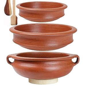 craftsman india online clay handipot for uncoated cooking and serving combo 1 1 amp 2 liter  red