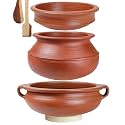 Craftsman Inida 1-3-3Liter Clay Handi | Clay Pot for Cooking | Rice Pot | Handcrafted | Unglazed | Pre-Seasoned | Gas Stove Friendly
