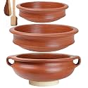Craftsman India Online Clay Handi/Pot for Uncoated Cooking and Serving Combo 1, 1 &amp; 2 Liter | Red