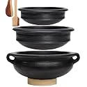 Craftsman Deep Burned Clay Handi/Pot for Cooking and Serving Combo 1, 2 &amp; 2 Liter