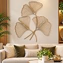 Craftter Gold Ginkgo Leaf Metal Wall Art for Living Room, Bedroom &amp; Home Decor | Elegant Botanical Wall Hanging | Modern Decorative Metal Wall Sculpture | 70 × 53 cm