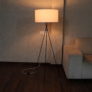 craftter metal floor lamp with stand for living room bedroom home office decoration- 1 lamp shade 19 inch diameter white base holder wire onoff foot switch