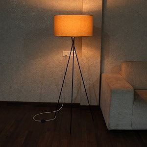 craftter metal tripod floor lamp with beige drum shade  modern standing lamp for living room bedroom office  home decoration lighting with foot switch