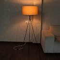 Craftter Metal Tripod Floor Lamp with Beige Drum Shade – Modern Standing Lamp for Living Room, Bedroom, Office – Home Decoration Lighting with Foot Switch