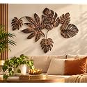 Craftter Metal Leaf Wall Art for Living Room, Bedroom & Home Decor | Tropical Botanical Wall Decoration | Modern Decorative Wall Hanging | Brown Copper Finish | 103 x 61 cm