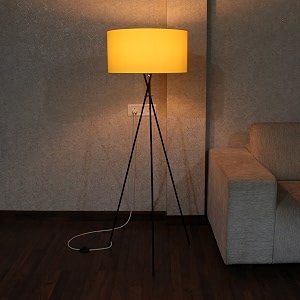 craftter metal tripod floor led lamp with shade for living room vintage night led lamp for guest room reception office pack of 1 yellow onoff foot switch