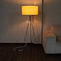 Craftter Metal Tripod Floor LED Lamp With Shade For Living Room, Vintage Night LED Lamp For Guest Room, Reception, Office, Pack Of 1 (Yellow, On/Off Foot Switch)