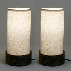 craftter pack of 2 small table lamp night lamp for bedroom lamp for living room bedside lamp room decor wooden base grey
