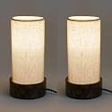 Craftter Pack of 2 Small Table Lamps | Wooden Base Night Lamp for Bedroom &amp; Living Room Decor