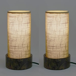 craftter pack of 2 wooden led bedside table lamps for bedroom living room study amp office  small modern nightstand lamps for home dcor lighting warm light