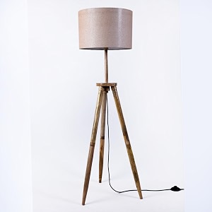 craftter wooden tripod floor lamp for living room  tall standing lamp with fabric shade  modern floor light for bedroom office amp home dcor