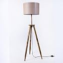 Craftter Wooden Tripod Floor Lamp for Living Room | Tall Standing Lamp with Fabric Shade | Modern Floor Light for Bedroom, Office &amp; Home Décor