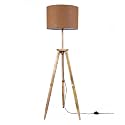 Craftter Wooden Tripod Floor Lamp | Modern Standing Lamp with Brown Fabric Shade for Living Room, Bedroom &amp; Office | Home Décor Lighting (Wood Finish)
