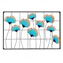 CraftterIndia Blue &amp; Gold Metal Wall Art for Living Room, Modern Floral Wall Decor, Decorative Metal Flower Wall Hanging for Bedroom, Home &amp; Office, 41 x 26 Inch