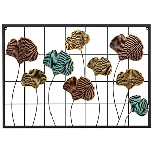 craftterindia metal wall art for living room  3d handcrafted floral ginkgo leaf wall decor  modern decorative wall hanging for home office amp bedroom  41 x 26 inch