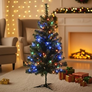 craftvatika 3 feet christmas tree with led and stand for home office decor x-mas tree for indoor party setup festive holiday decoration items seasonal display item for living room and events