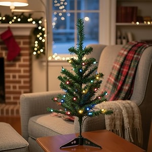craftvatika 2 feet christmas tree with led and stand for home office decor x-mas tree for indoor party setup festive holiday decoration items seasonal display item for living room and events