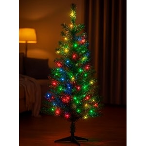 craftvatika 4 feet christmas tree with led and stand for home office decor x-mas tree for indoor party setup festive holiday decoration items seasonal display item for living room and events