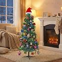 CraftVatika 5 Feet Christmas Tree with 88 Hanging Ornaments, LED Santa Cap, Garland, Xmas Decor Tree for Home and Office, Festive Holiday Decoration Items for Indoor Party Setup (92 Piece Combo)
