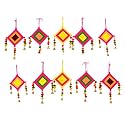 CraftVatika Kites Wall Pom Pom Hanging with Bells Strings Decoration for Home, Office, Door, Window, Haldi, Mehndi, Festival Decoration Items, Multicolor (10 Pc's)