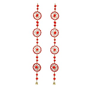 craftvatika pom pom wall hanging latkans for home decorations pom pom chakri with bell hanging strings decorations for all fesitval decorations decorative items for home 2 pc39s