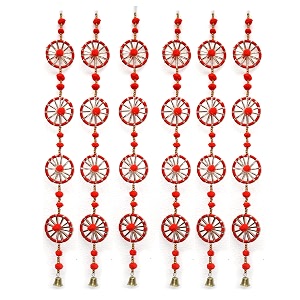 craftvatika pom wall hanging latkans with bells - pom chakri for all festival decorations home decor 6 pcs