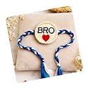 CraftVatika Premium Crochet Rakhi for Brother Boy Men Bhaiya, Embroidered BRO Rakhi Set of 1 for Brother, Handmade Designer Rakhis for Rakshabandhan, Raksha Bandhan Raki with Greeting Card and Tillak Set