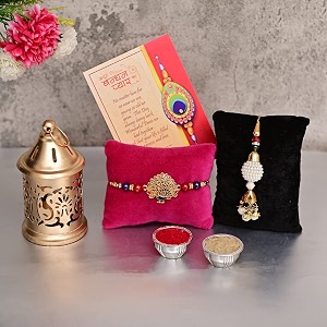 craftvatika rakhi gift item for bhaiya brother bhabhi gifts combo metal hanging lantern tea light candle holder rakshabandhan combo
