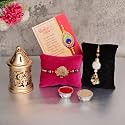 CraftVatika Rakhi Gift Item for Bhaiya Brother Bhabhi, Gifts Combo Metal Hanging Lantern Tea Light Candle Holder, Rakshabandhan Combo