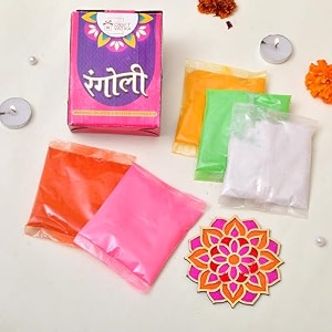 craftvatika rangoli making tools kit - set of 5 rangoli powder with mdf rangoli mate templete stencils diwali decoration items for home design 2