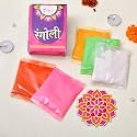 CraftVatika Rangoli Making Tools Kit - Set of 5 Rangoli Powder with MDF Rangoli Mate Templete Stencils, Diwali Decoration Items for Home (Design 2)