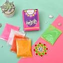 CraftVatika Rangoli Making Tools Kit - Set of 5 Rangoli Powder with MDF Rangoli Mate Templete Stencils, Diwali Decoration Items for Home (Design 1)
