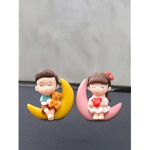 craftvatika valentine gift for girlfriend love moon couple miniature figurine valentine decoration items for valentines day gift for girlfriend and boyfriend husband wife multi resin 5 centimeter