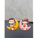 CraftVatika Valentine Gift For Girlfriend Love Moon Couple Miniature Figurine Valentine Decoration Items for Valentines Day Gift for Girlfriend and Boyfriend, Husband Wife (Multi, Resin, 5 Centimeter)