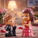 Craftvatika Valentine Gift Proposal I Love You Couple Miniature Figurine For Girlfriend Decoration items For Valentines Day Gift For Girlfriend and Boyfriend, Husband Wife (Multi, Resin, 5 Centimeter)