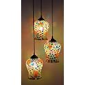 Handicrafted Mosaic Triple Pendant/Hanging Light Home Decor Items, Ceiling Decorative Chandelier Home,Living Room Jhumar Lighting for Restaurant/Hotel(Bulb Not Included) (TTB01)