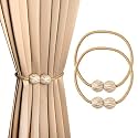 CraftX Planet Hand Crafted Magnetic Curtain Tiebacks Curtain Drape Holdbacks Clips Rope Holder Tie Back for Home Bedroom Office (1 Pair, 2pcs, Beige)