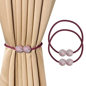 craftx planet magnetic curtain tiebacks curtain drape holdbacks clips rope holder tie back for home bedroom office 1 pair 2pcs cherry