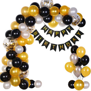 crafty villa solid black happy birthday decoration items 41pcs balloon
