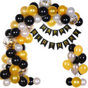 Crafty villa Solid Black Happy Birthday Decoration Items 41pcs Balloon