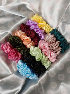 craftyglam by chitrakala luxury pastel satin scrunchies for women pack of 12 rubber band multicolor