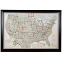 Craig Frames Executive United States Push Pin Travel Map, Satin Black Frame and Pins, 24 by 36-Inch