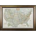 Craig Frames United States Travel Map, 24x36 Antique Copper and Black Frame