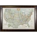 Craig Frames United States Travel Map, 24x36 Distressed Dark Brown Frame