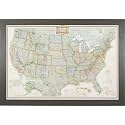 Craig Frames Wayfarer, Executive United States Push Pin Travel Map, Faux Gray Barnwood Frame and Pins, 24 by 36-Inch